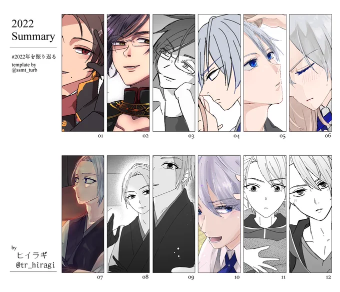 #2022年を振り返る 
2022年ありがとうございました～。よく見たら毎月描いてたので(びっくり)テンプレお借りして振り返り。来年も描けると良いな…。最近長義くんしか描けてないけど他の子もまた描きたい…! 