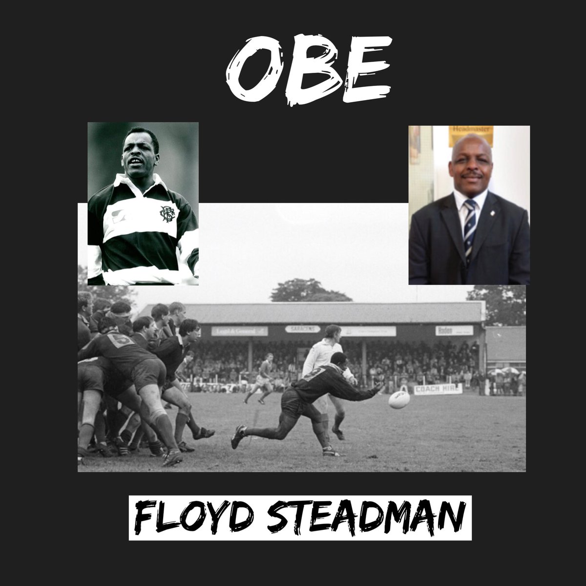 Congrats to #floydsteadman on his OBE in the 2023 New Years Honours list for his services to rugby, education and charity. The former Saracens player Floyd Steadman, the first black scrum-half and captain of a top-flight English rugby union club.(1/2)
#OBE #newyearshonourslist