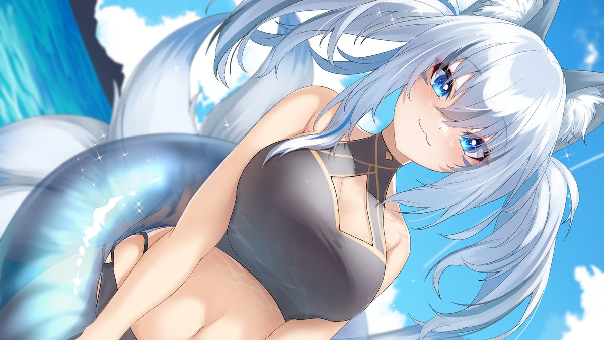ロボ子さん 「あれこれ悩むけど、背景までしっかり描いたこれらかな～振り返ってる様が個人的に好き」|江夏🥜のイラスト