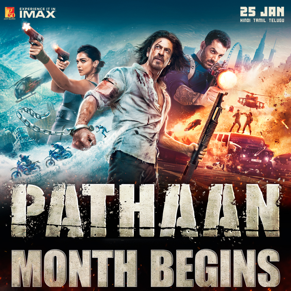 yrf's tweet photo. Can't keep calm as IT IS OFFICIALLY PATHAAN MONTH 🎉🎉🎉 

Celebrate #Pathaan with #YRF50 only at a big screen near you on 25th January, 2023. Releasing in Hindi, Tamil and Telugu. https://t.co/BSmJa2871W