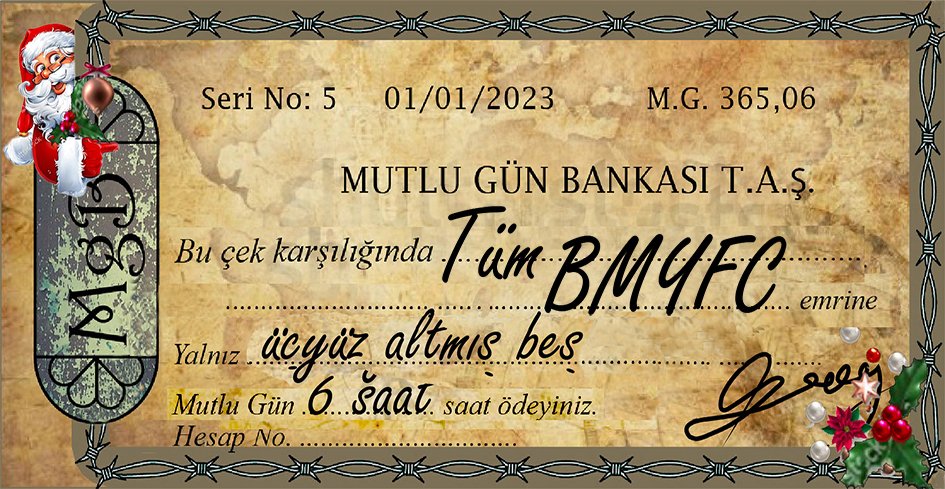 Sağlıklı, mutlu ve verimli nice yıllar dilerim sevgili BMYFC... Yeni Yılınız Kutlu Olsun.
#BMYFC  #bmyfc
