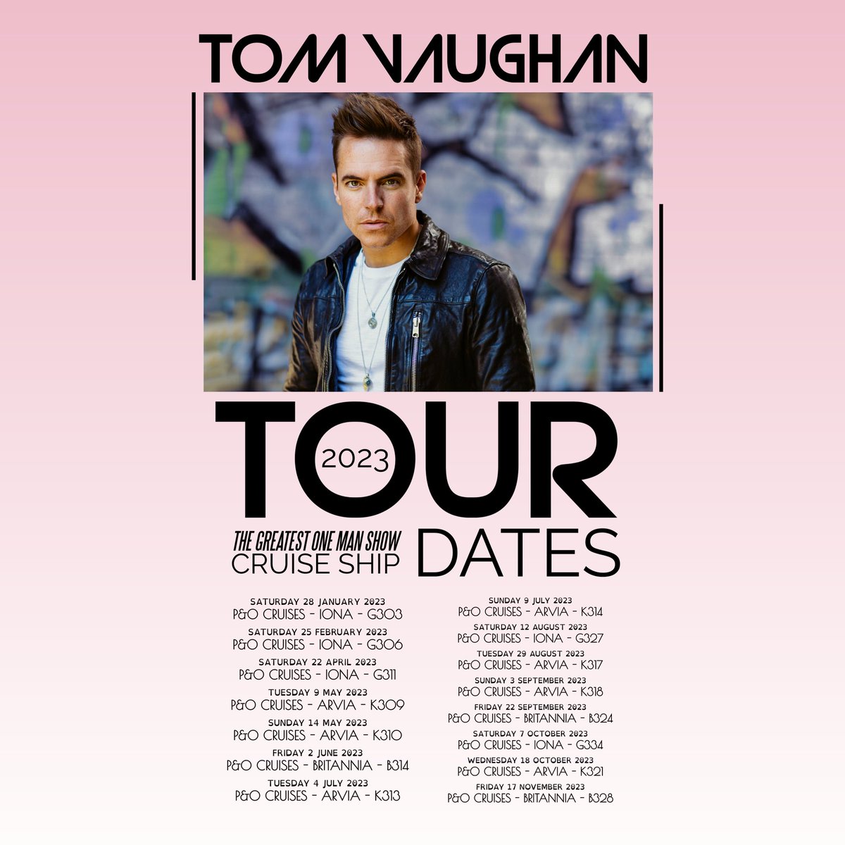 Come and see me (and an orchestra) for 
‘The Greatest One Man Show’ on the 7 seas in 2023 🚢