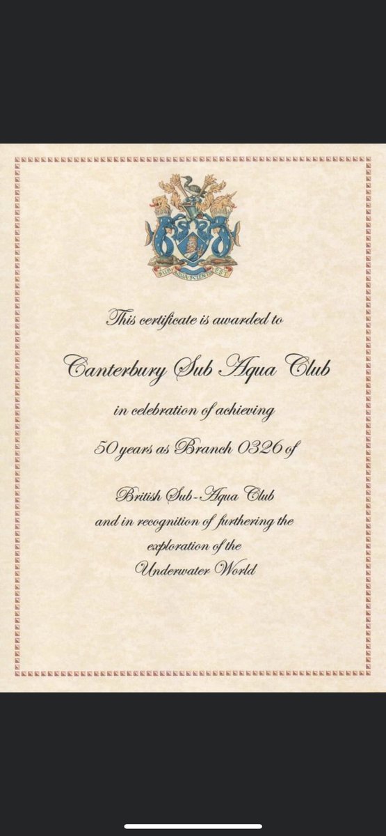 326_divers's tweet photo. Just found this on a post from 2019, a certificate from @BSACdivers to celebrate our 50 years of being a bsac club. #bsac #bsacclubs #bsacdivers #kentdivers #kent #50yearscelebration #trydives #trydive https://t.co/2cbHdPY9U4