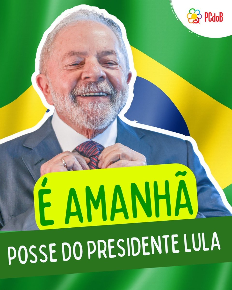pcdob_oficial's tweet photo. É AMANHÃ! É LULA DE NOVO COM A FORÇA DO POVO PARA RECONSTRUIR O BRASIL! ❤🇧🇷 Vem pra posse do melhor presidente da história do país. #PCdoBcomLula #BrasilDaEsperança https://t.co/Gc21fzk5Om