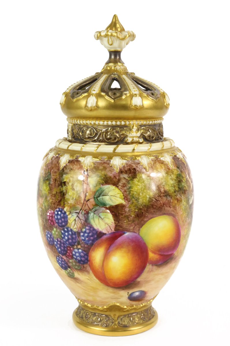 BespokeAuctions's tweet photo. SOLD for £1,700 in our recent Sale: Lot 143 Fallen Fruit Potpourri Vase. Now consigning for next Sale on 26th Jan 2023. #Royalworcester #royalworcesterfallenfruit #fallenfruit #porcelain #vase https://t.co/LY5hd8q2AG