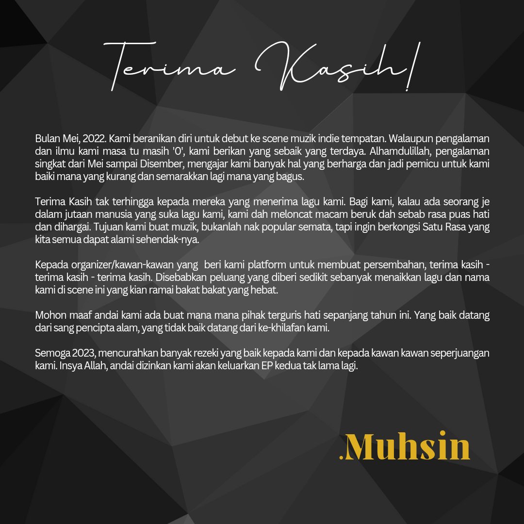 Terima Kasih semua! 2023, kita lenjan lagi sampai jadi. #MuhsininBukanMusibat
