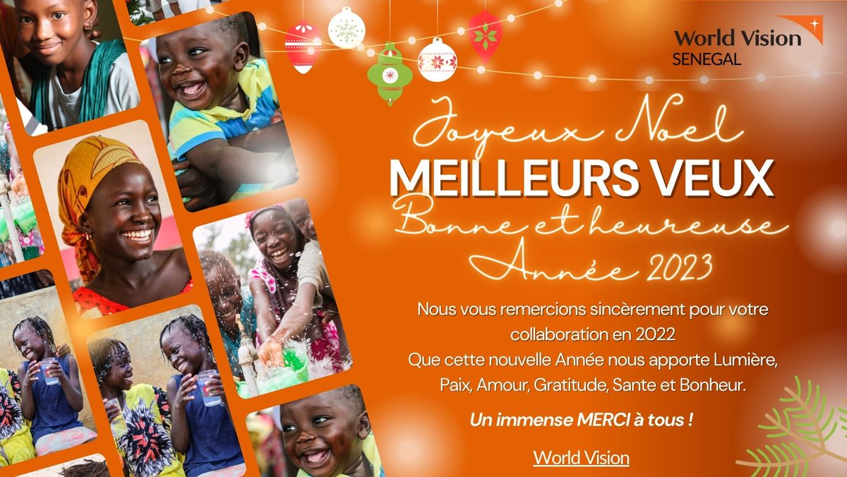 WorldVisionSN's tweet photo. Merci pour votre partenariat et collaboration avec World Vision Sénégal 🇸🇳 en 2022 !
Ensemble continuons à améliorer le #bien-être des enfants et des #communautés les plus vulnérables.
#HappyNewYear #ParteneringForBroaderImpact #WorldVisionSenegal #WorldVisionImpact #aarxaleyi https://t.co/sboYfx0DD9