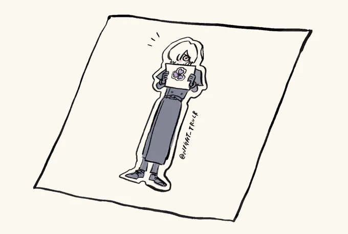 アイリスシールを掲げるハカモリのシールが貼られた紙の絵です https://t.co/K750fGMWZP 