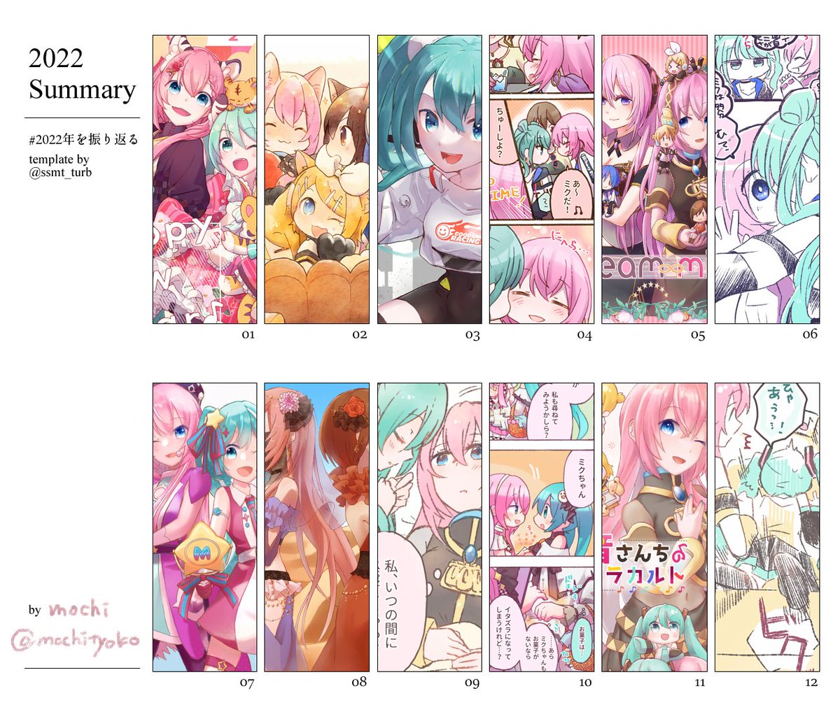 #2022年を振り返る 
ルカさんもミクさんもクリプトンズもネギトロもたくさん描けて楽しかったです😊 