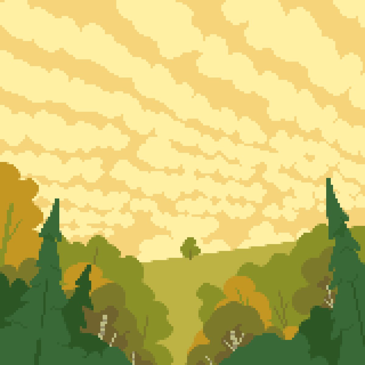 babinbowie's tweet photo. a peek over the tree line.

#pixelart #ドット絵 #aseprite https://t.co/qJldNhNQgb