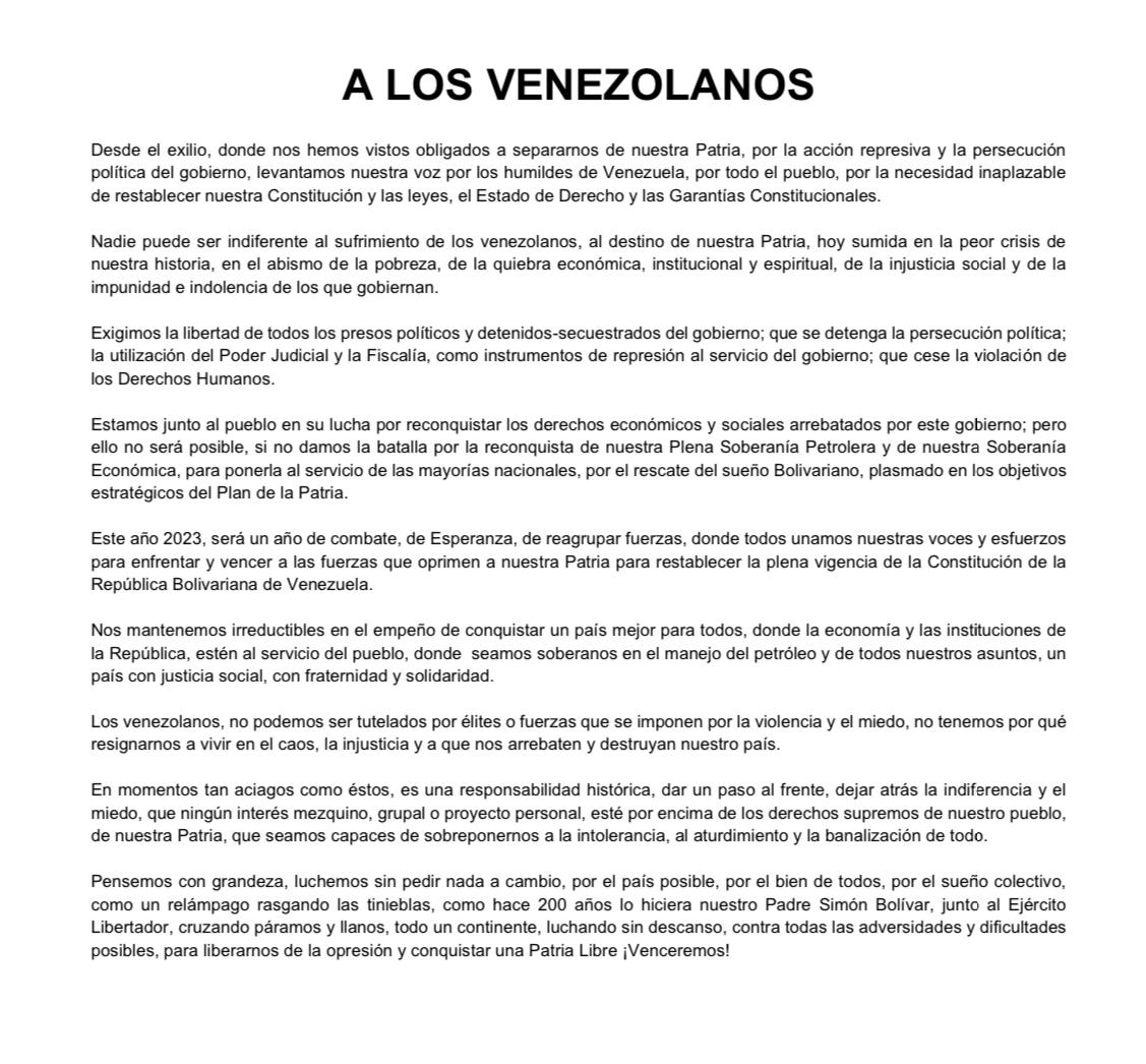 PatriaSoberana_'s tweet photo. Este 2023 será un año de luchas y unidad de las fuerzas patriotas para conquistar una Patria Libre!"

#Venezuela #ElPaisPosible #RafaelRamirez https://t.co/KciBHazOtF