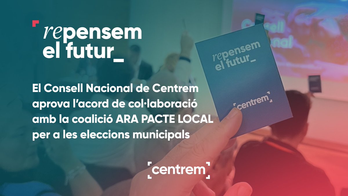 Centrem_'s tweet photo. 📰 El Consell Nacional de #Centrem ha aprovat l’acord de col.laboració per sumar les seves candidatures a la coalició @AraPacteLocal, formada pel @Pdemocratacat i @catalunya_ara, i posar en comú capital humà i polític a les eleccions municipals. 

#CentremCatalunya #Municipals23 https://t.co/cuzVUHg98V