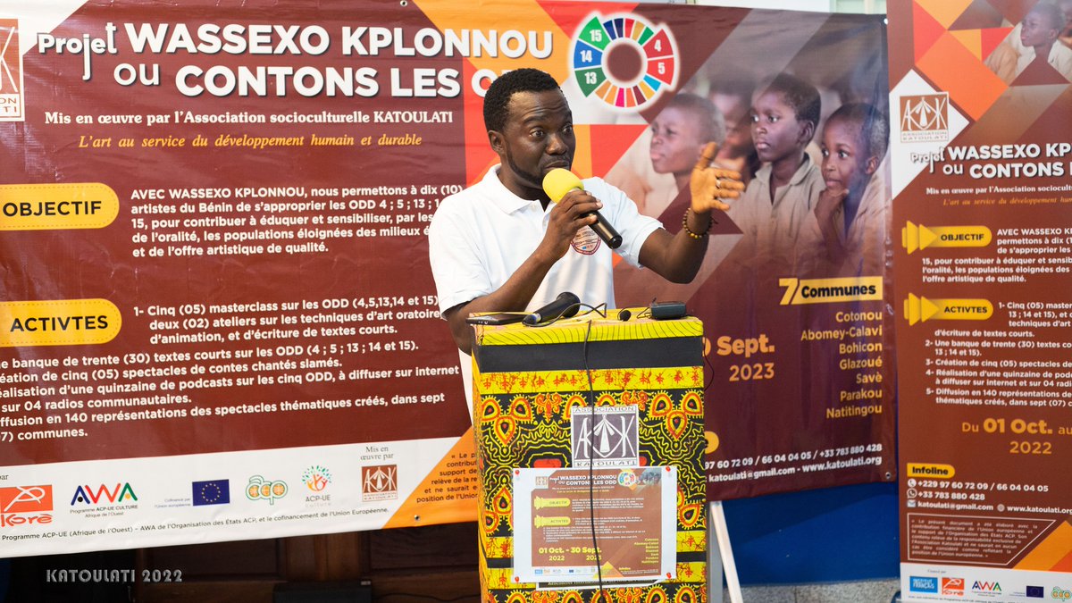KodjoObed's tweet photo. J'ai l'honneur de participer en tant que formateur, expert spécialisé au projet «WASSEXO KPLONNOU OU CONTONS LES ODD» qui vise à éduquer et à sensibiliser sur cinq (05) ODD par le biais de l’art (ODD 4 ; 5 ; 13 ;14 et 15). 
#katoulati
#oeacp
#UE
#agritropic https://t.co/bVDUozyLEw