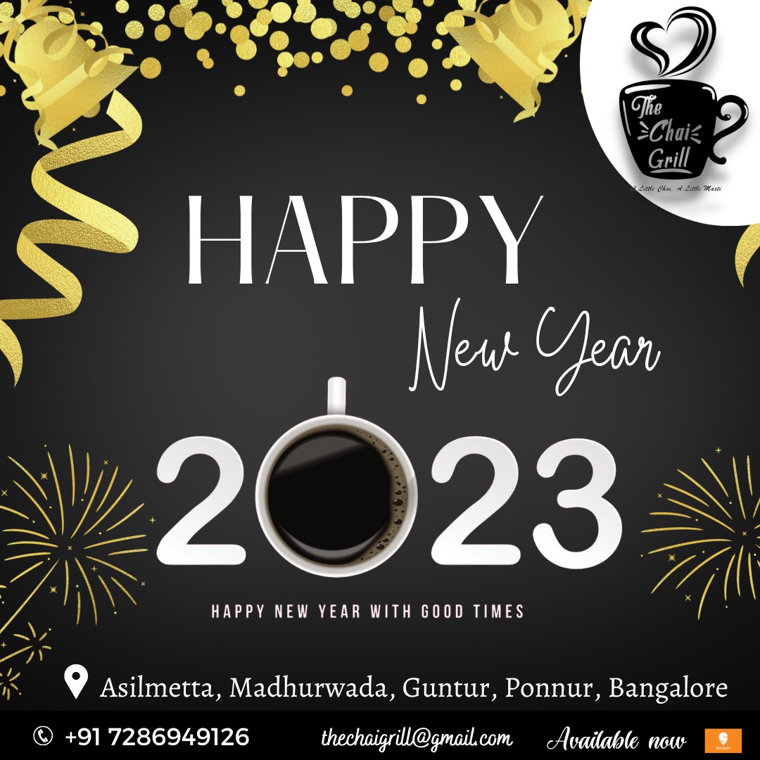 ChaiGrill's tweet photo. Happy New Year😍
May the new year bless you with health, wealth, and happiness.

Contact us: +91 7286949126
Visit Us: - https://t.co/KuMepLZinv"

#happynewyear2023 #coffee #coffeebean #greencoffee #tea #instantcoffee #filtercoffee #dripcoffee #coffeepress #groundcoffee https://t.co/NofqHdZnZn