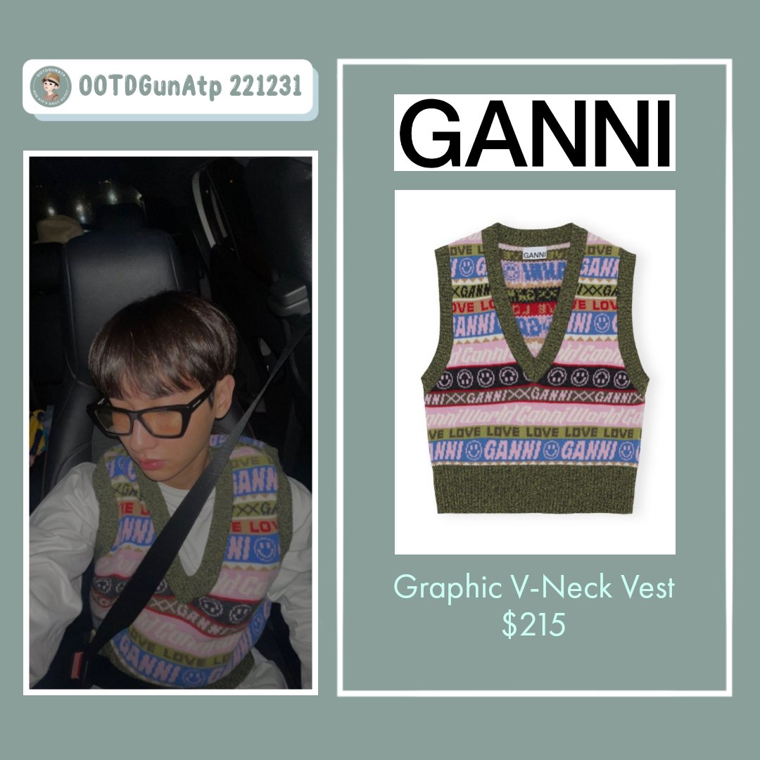 OOTDGunAtp's tweet photo. ⚡221231⚡
GANNI
Graphic V-Neck Vest
$215 ≈฿7,430 ≈Rp3.342.000
#กันอรรถพันธ์น่ารักกว่าที่คิด
#กันอรรถพันธ์
#GunAtpStyleDec22
#GunAtthaphan https://t.co/S7I6yxErLj