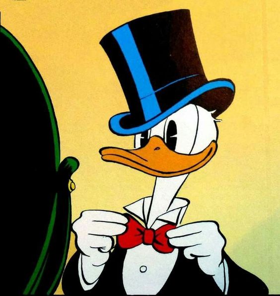 Enti_Ducky's tweet photo. Am Neujahrstag geht es traditionell zum mannigfaltigen Mittagsmahl bei unserer Großmutter: Da muss man schon wie aus dem Ei gepellt erscheinen! 🎩 #Neujahr #Futtern https://t.co/UI0Z2qyPwz