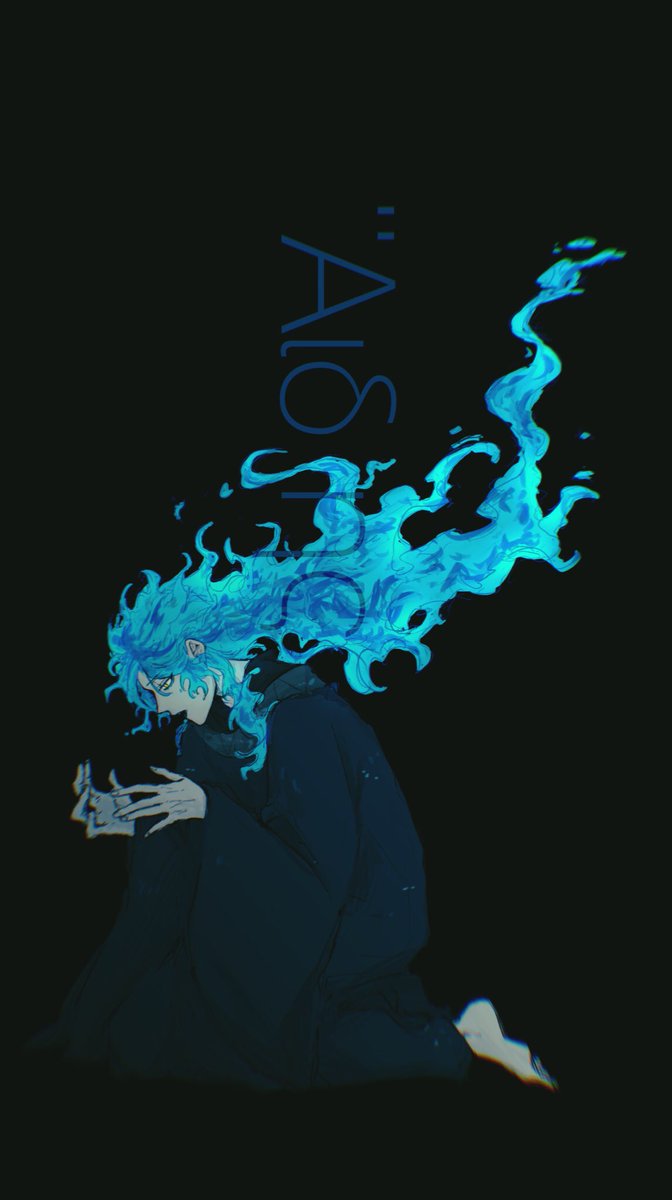 long hair blue hair male focus 1boy blue lips solo fiery hair  illustration images