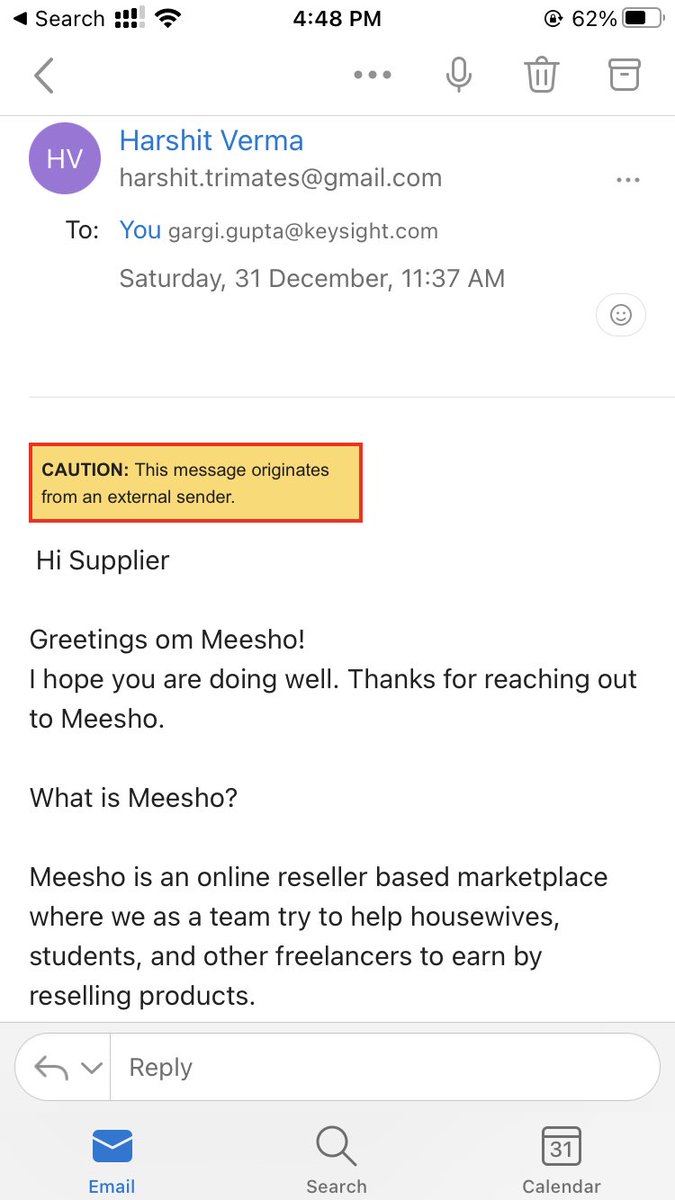 iamGgargi's tweet photo. @meesho_support @Meesho_Official I am getting multiple emails and calls to share my pan card and &amp; my product in meesho. I asked to send an email from official Meesho email. But email doesn’t look authentic.
Could you please confirm? https://t.co/8XAVeBFaK6