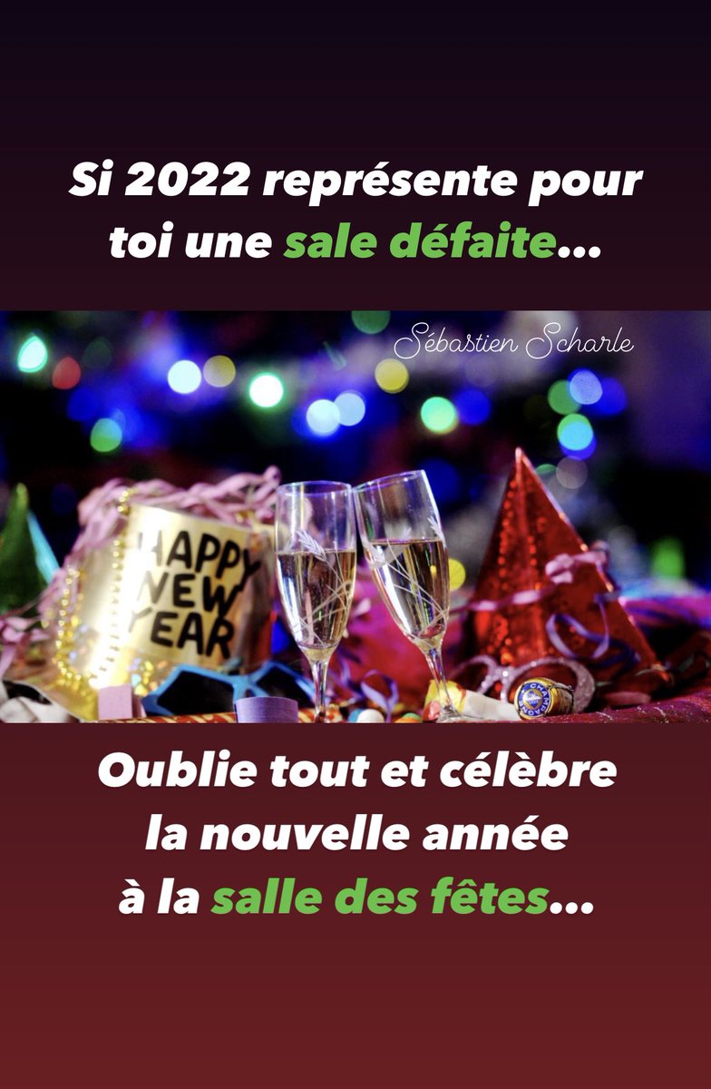 A tous ceux qui veulent oublier 2022, une page se tourne et vive 2023.

Je vous souhaite par avance une très belle année 2023 à vous et à tous ceux qui vous sont chers…

#happynewyear #bonneannée #2023 #bye2022