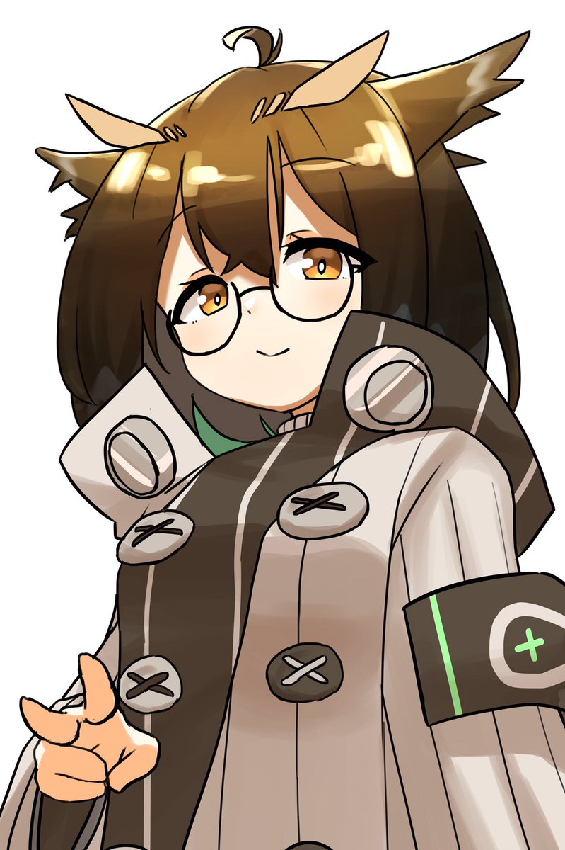 silence (arknights) 1girl solo brown hair white background glasses simple background looking at viewer  illustration images