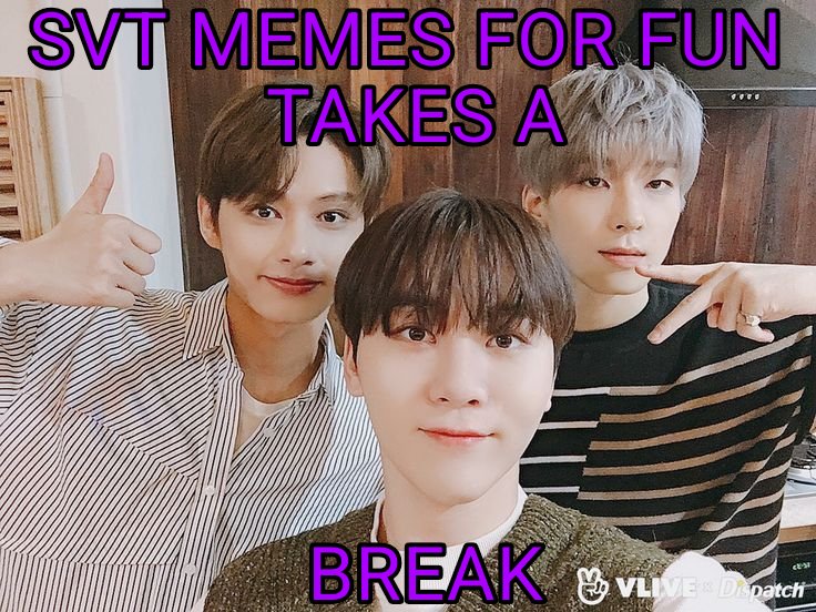 SVT_MemesForFun's tweet photo. It has been a month since I've started this Twitter account and I can't believe its already almost the end of the year! SVT Memes for Fun will be taking a months break to create more memes ,to celebrate the new year and to start a new school semester. Thank you guys!!! https://t.co/AAYRbjH1lB