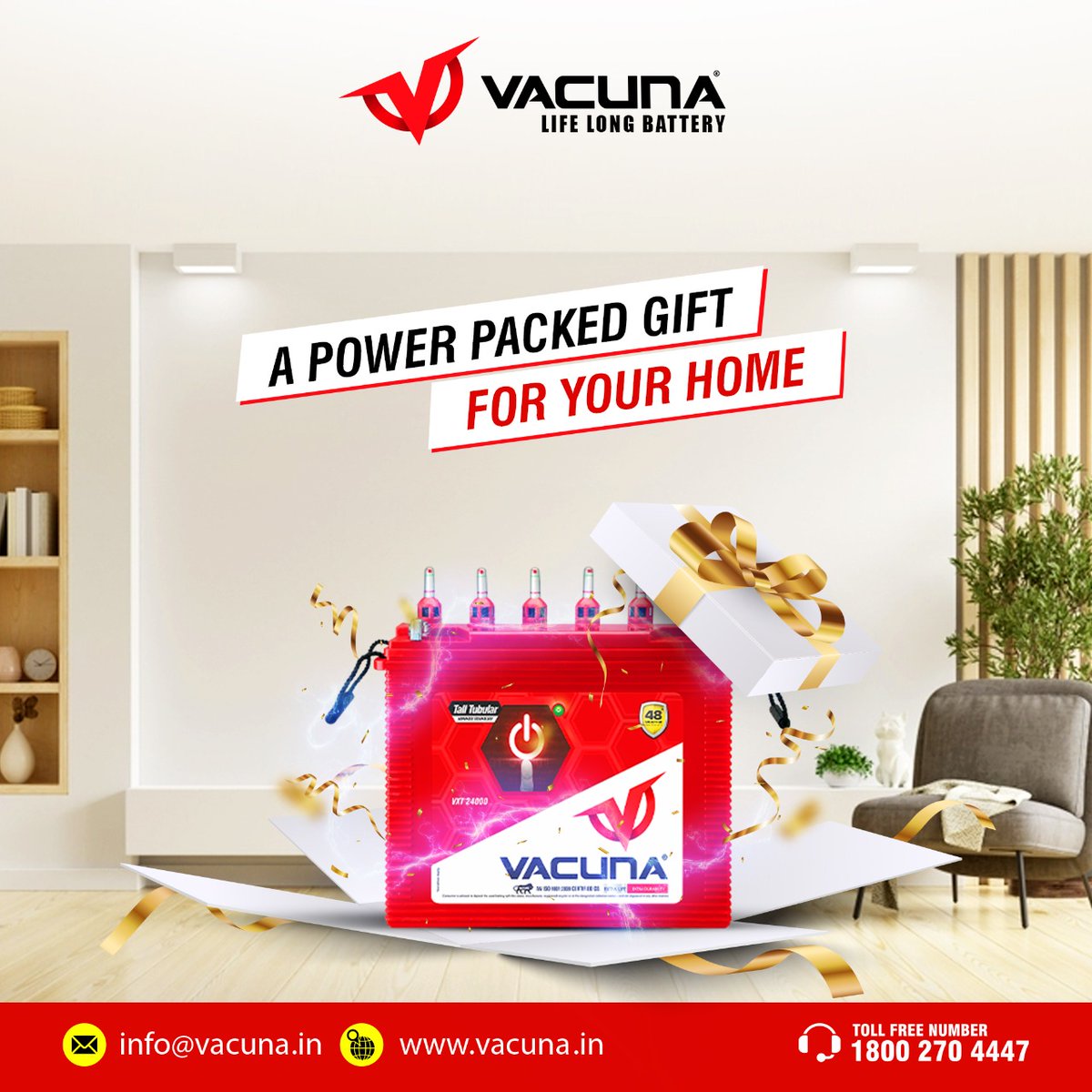 Gift your homes with a better and constant backup with Vacuna Inverter Batteries. 
Visit: vacuna.in
Or call us: 08410002270 / 18002704447
.
.
#vacunabattery #vacunabattereis #batteries #Battery #batterymanufacturer #batterypower #batterystorage #Tubularbattery