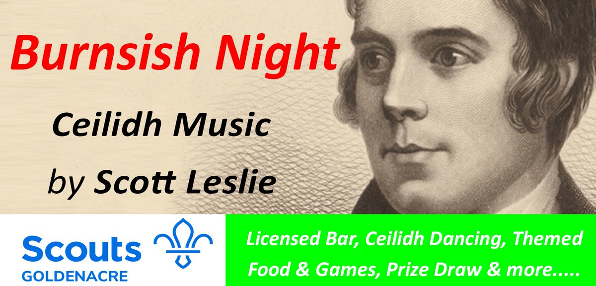 Our Burnsish Night is just round the corner - haste ye back on Saturday 28th Jan for a dance, a dram and delicious food &amp; drink - tickets available now at tinyurl.com/goldenacreburn… #burns <a href="/enescouts/">Edinburgh NE Scouts</a>