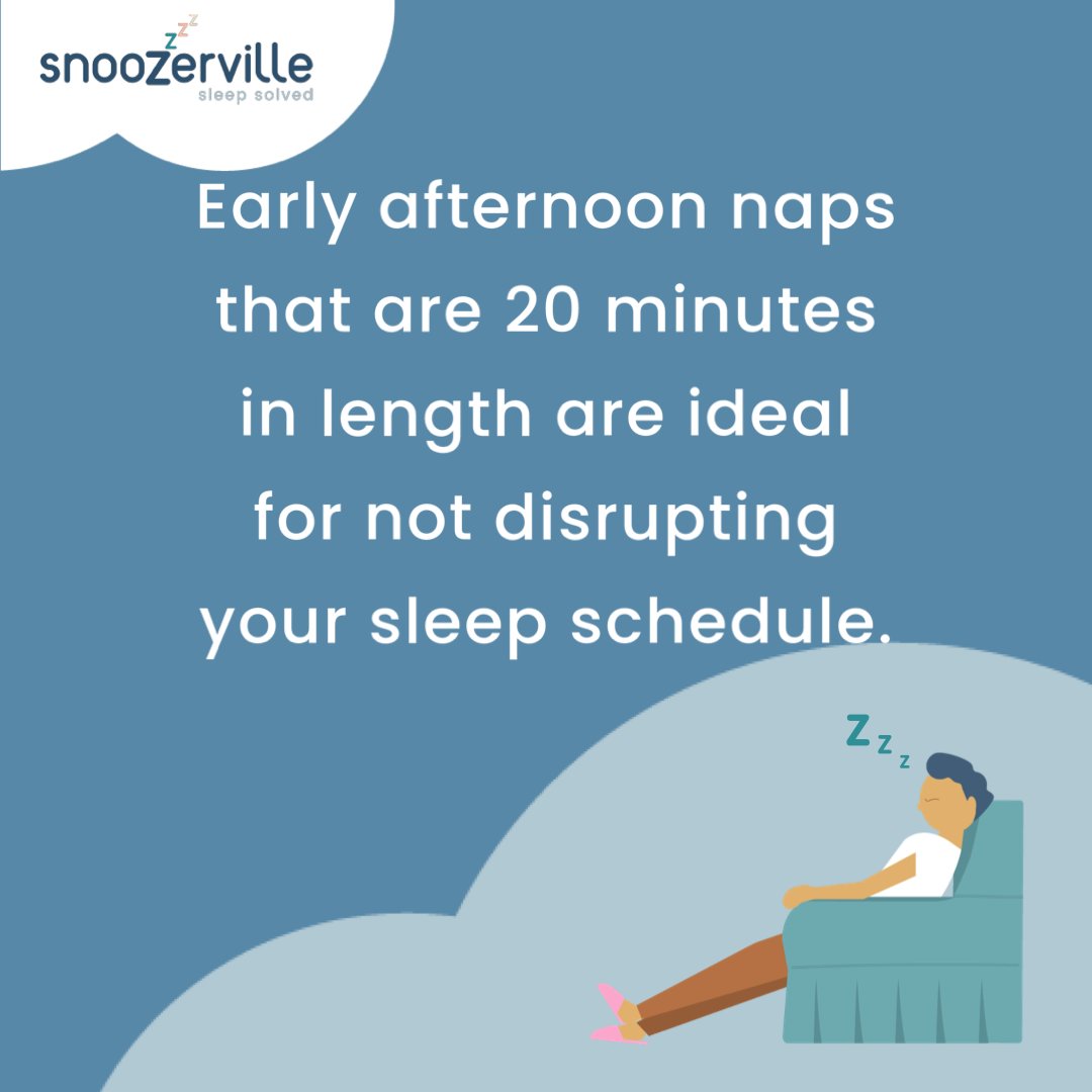 snoozerville's tweet photo. To sleep better at night, it’s important to use caution with naps as it can throw off your sleep schedule making it harder to fall asleep at night. The best time to nap is shortly after lunch in the early afternoon, and the best nap length is around 20 minutes. 😴💤🛏️🥱⏰ https://t.co/RWPSAXASl2