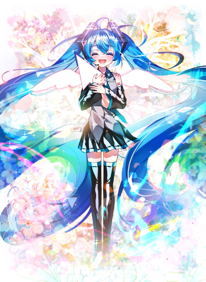 初音ミク「えれくとりっく・えんじぇう #初音ミク 」|めるのめる🎨(白雪とわ)のイラスト