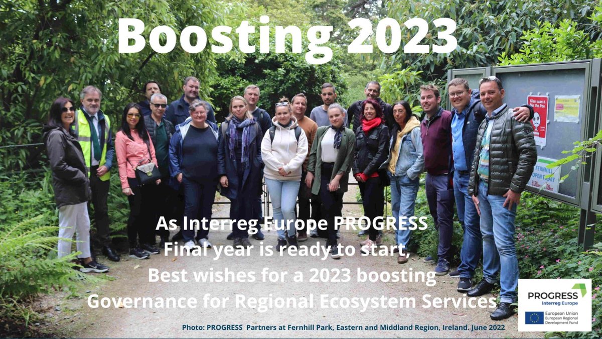 InterregPROGRE1's tweet photo. The @interregeurope #PROGRESS partnership sends best wishes to all for the #NewYear 2023, final year for our project. Time to boost #Governnace for #Regional #EcosystemServices. https://t.co/n7tIW5Bo6e
