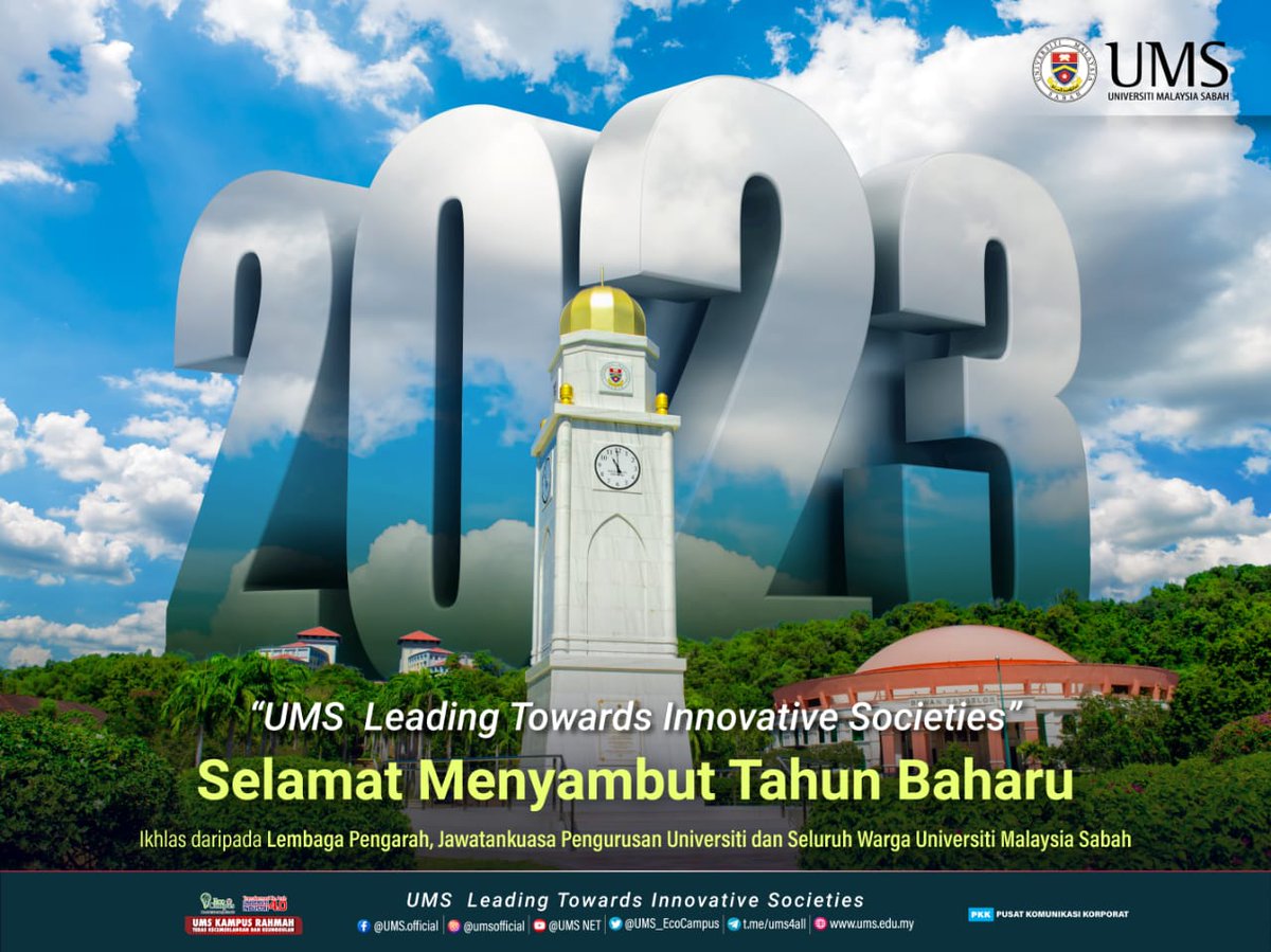 UMS_EcoCampus's tweet photo. Selamat Menyambut Tahun Baharu 2023.

Didoakan agar kita sentiasa dilindungi, diberi kekuatan dan dipermudahkan segala urusan dalam tahun baharu ini.

Semoga tahun 2023 akan menjadi tahun yang lebih baik, sejahtera dan makmur untuk negara Malaysia.

#newyear2023 
#umsbahini https://t.co/NQyGQmdskO