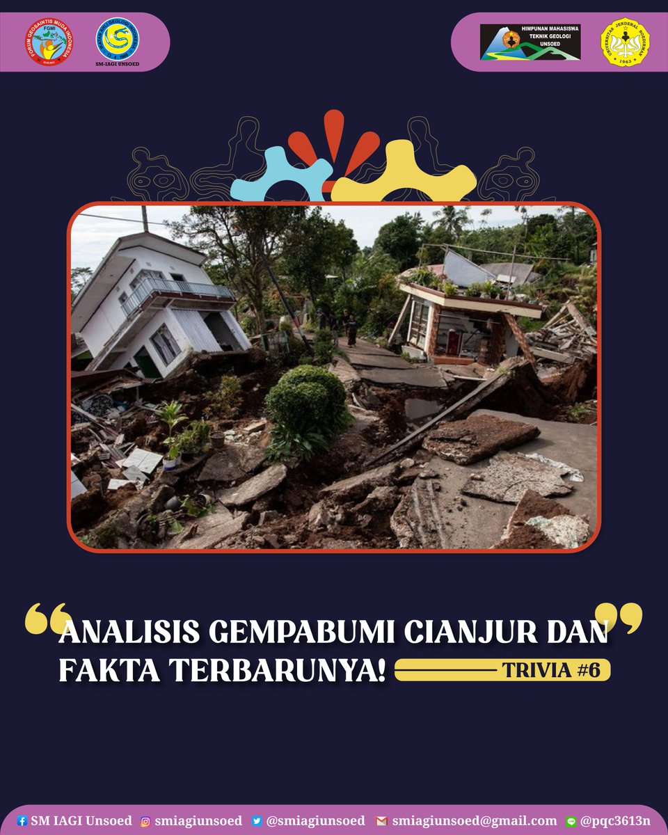 SMIAGIUnsoed's tweet photo. [TRIVIA #6 : Analisis Gempabumi Cianjur &amp; Fakta Terbarunya!]

Akhirnya Trivia hadir kembali dengan informasi yang menarik dan bermanfaat! Pada Trivia #6 kali ini kita akan membahas Gempa Cianjur, nih!

___________________
SM-IAGI UNSOED 2022

#iagi
#smiagi
#smiagiunsoed https://t.co/8sBZUzB373