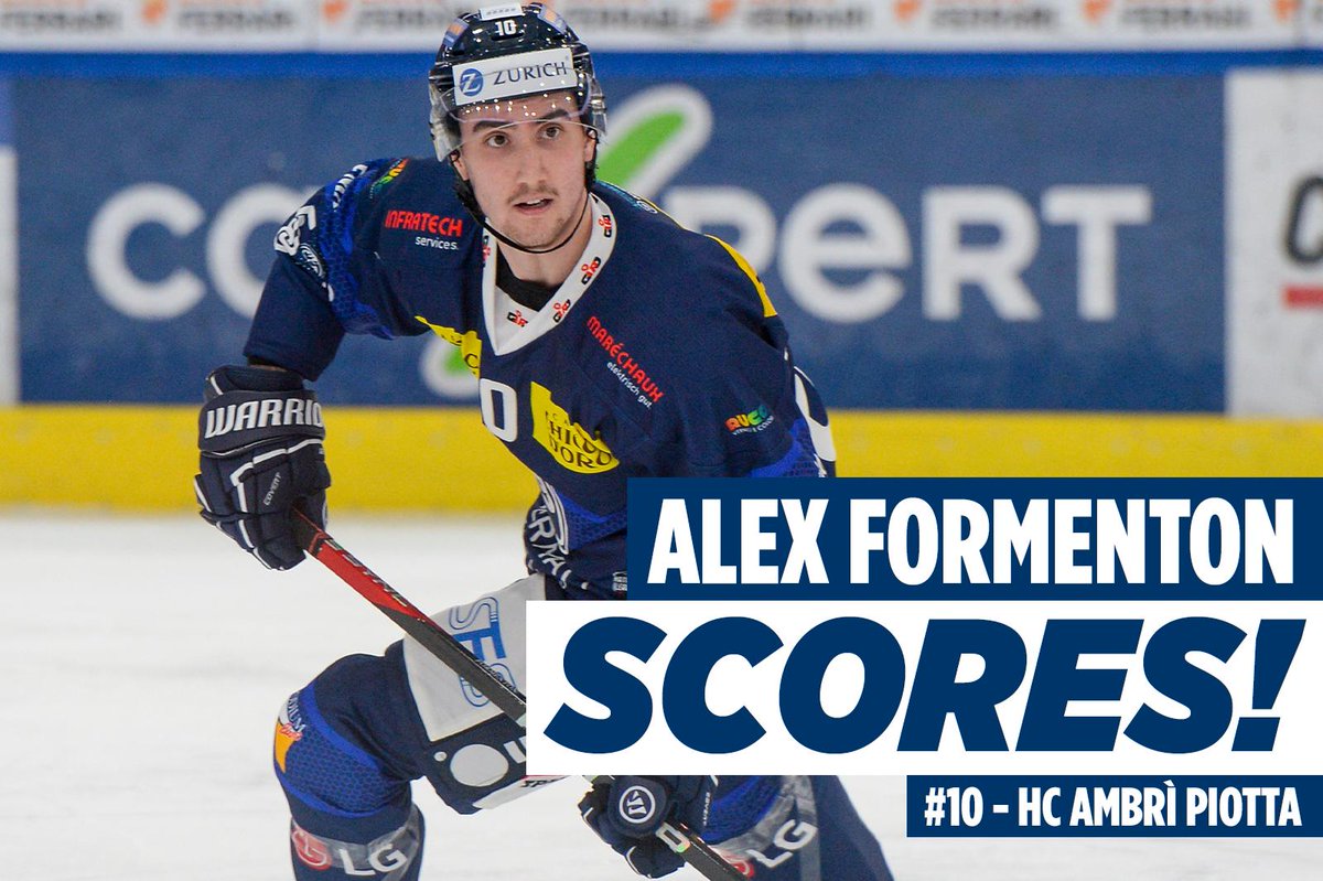 HcapLive's tweet photo. GOL!🚨 Formenton parte in shorthand e va a battere Kovar con freddezza, il numero 10 porta di nuovo avanti l'Ambrì al 23'51 #HCAP https://t.co/uhZPkUvQsi