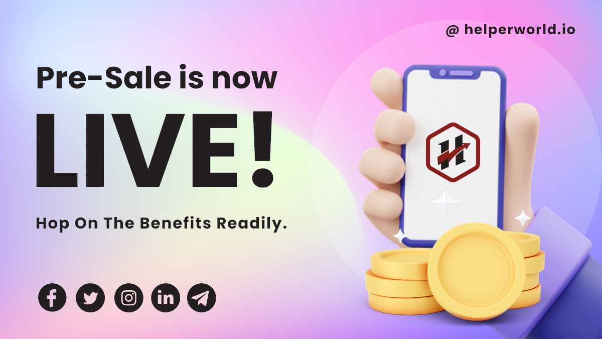 helper_token's tweet photo. Our Pre-Sale is now Live. What are you waiting for? 

Get This Crypto Now Before It's Too Late

#HelperToken #HelperCoin #HelperWorld #Call4blessing #Presale #Helperpresale https://t.co/JYmCmF6XKs