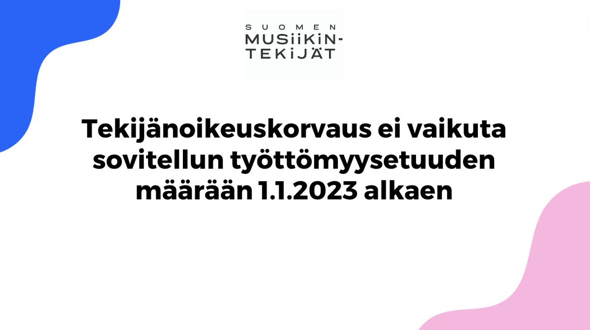 musiikintekijat's tweet photo. 🥳  Hyvää uutta vuotta musiikintekijät! Tekijänoikeuskorvaus ei vaikuta sovitellun työttömyysetuuden määrään 1.1.2023 alkaen 🥳
🥳 Muutoksen tavoitteena on parantaa tekijänoikeuskorvauksia saavien oikeutta työttömyysetuuteen. 
Kiitos ministeri @HSarkkinen!
#musiikillaontekijänsä https://t.co/8sUIz0vzGi