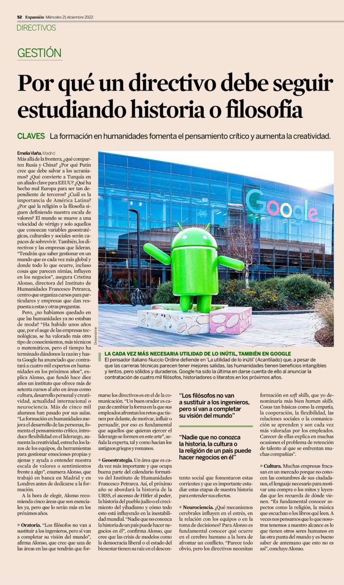 ¿Por qué los directivos deben seguir estudiando historia o filosofía? Interesante artículo de <a href="/expansioncom/">expansioncom</a>