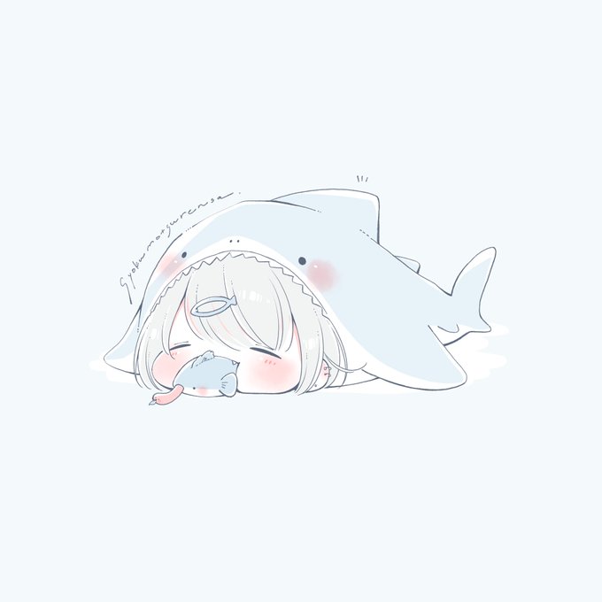 「closed eyes shark costume」 illustration images(Latest)