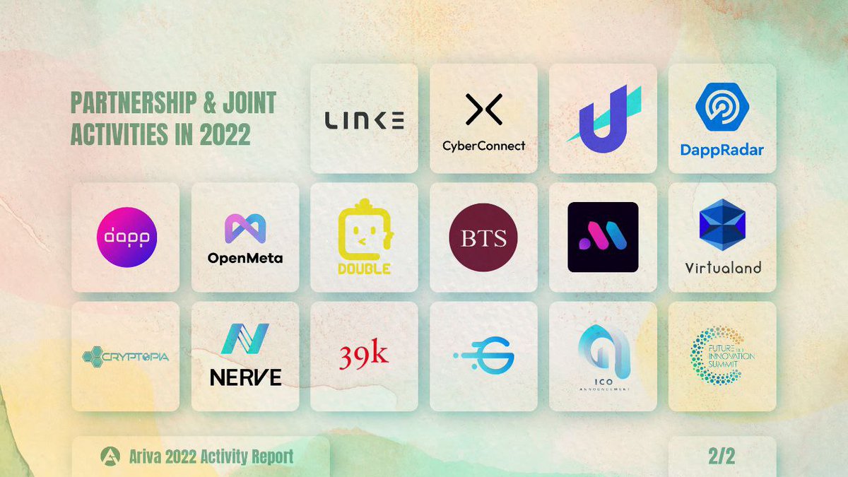 ArivaCoin's tweet photo. We made successful partnerships in #Web3, #NFT, and #Metaverse.
@link3to @CyberConnectHQ @unstoppableweb @DappRadar @dapp_com @OpenMeta_NFT @DoubleProtocol @btslabs_global @bubblemaps @Virtualand_tech @nerve_network @39k_group @gotbit_io @ICOAnnouncement @TheFISDubai

7/13 https://t.co/OZiGZK70Hy