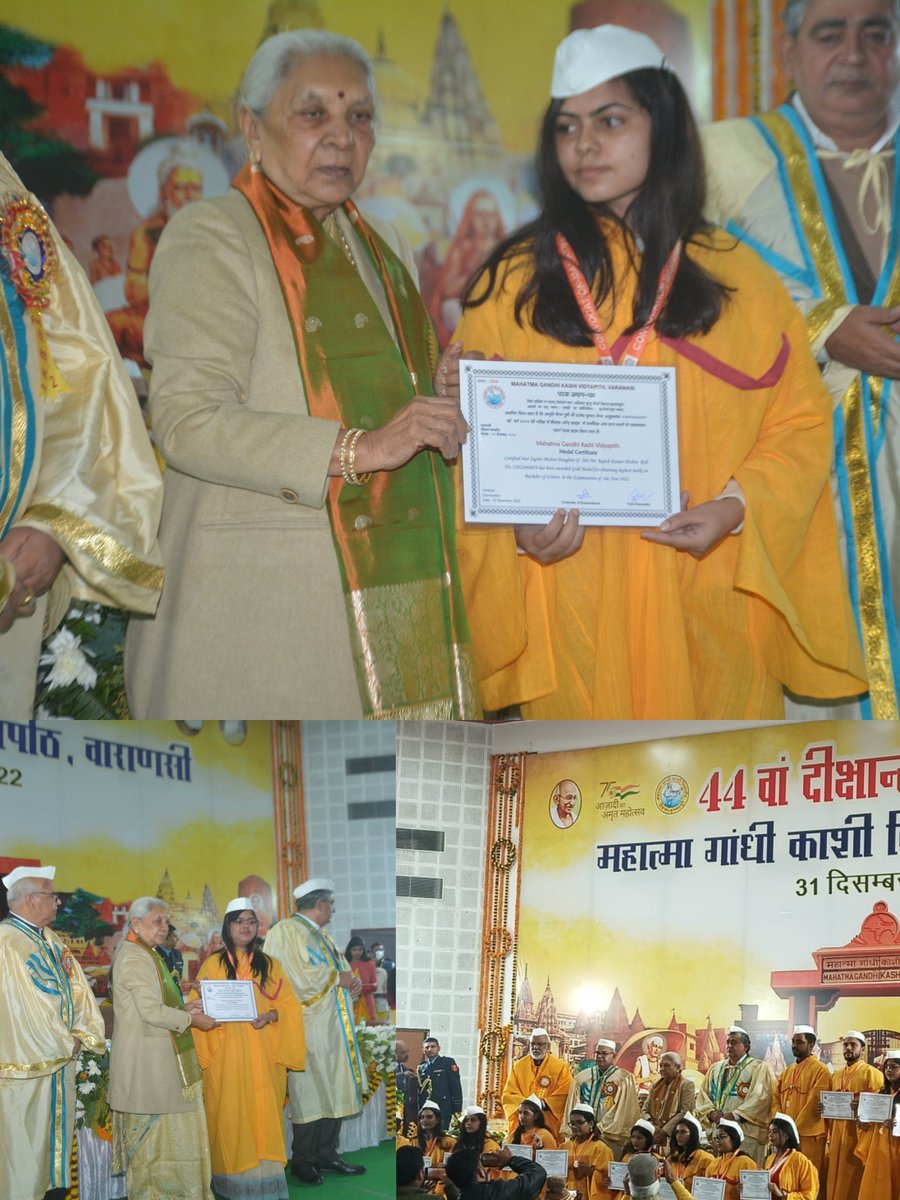 SCWBGN's tweet photo. Students of Sunbeam College for Women, Varanasi Ms. Shreya Jaiswal (BCA),Jagriti Mishra, and Prerna Pandey(https://t.co/LY76vLVKzS.)have received the Gold Medal from the honorable Governor of U.P. at the Convocation Ceremony of M.G. Kashi Vidyapith, Varanasi. #Sunbeam #GoldMedal https://t.co/70RFpI3Ef6