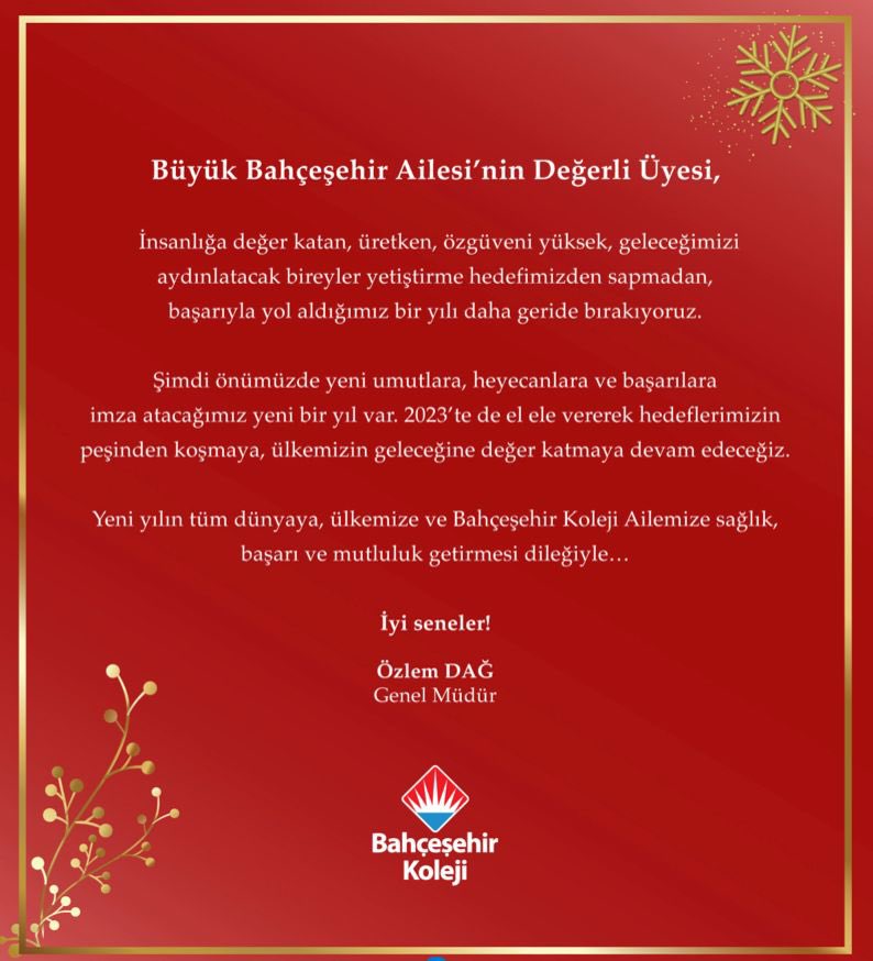 koccozlem's tweet photo. Cumhuriyetimizin de 100. Yılı olan 2023 yılı başta ülkemiz olmak üzere, tüm dünyaya ve Büyük Bahçeşehir Ailemize sağlık,mutluluk ve başarılar getirsin #iyiseneler https://t.co/XxXDAFopfR