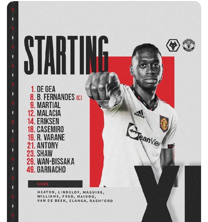 Football2wire's tweet photo. Shaw partners Varane again to face Diego Costa ahead of Maguire and Lindelof as Garnacho fills for Rashford #WOLMUN #MUFC #Wolves #EPL #FPL #FPLCommunity https://t.co/9UAYAb6Lb8