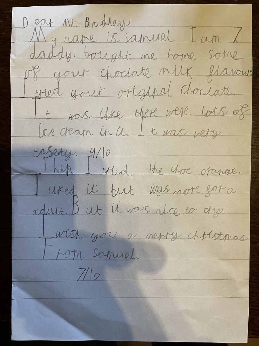 Thank you Samuel for taking the time to send this lovely letter. If you send me your details I will send you some other flavours to review!