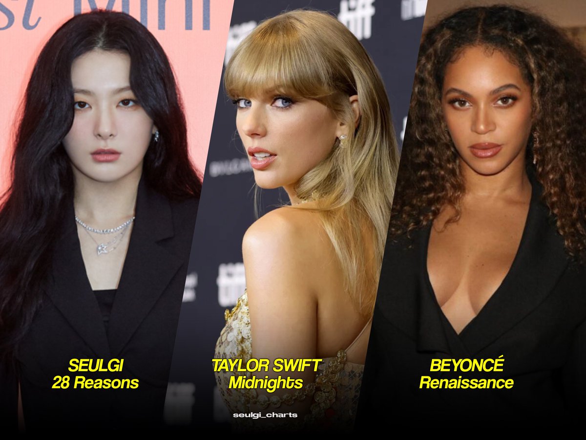 seulgi_charts's tweet image. #SEULGI, Beyoncé and Taylor Swift are the Female Soloists with the most #1 on iTunes Album Chart in 2022.