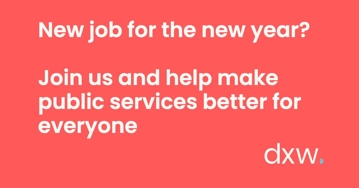 dxw's tweet photo. If you're thinking about a fresh start in 2023, we've some great vacancies
#DeliveryLead
#InteractionDesigner
#LeadTechnologist
#SeniorDeveloper
#AccountExecutive
#UserResearcher
and more on the way. Help us make public services better 👉 https://t.co/K1kYWUz7T8 https://t.co/Hl8dLGyPdh