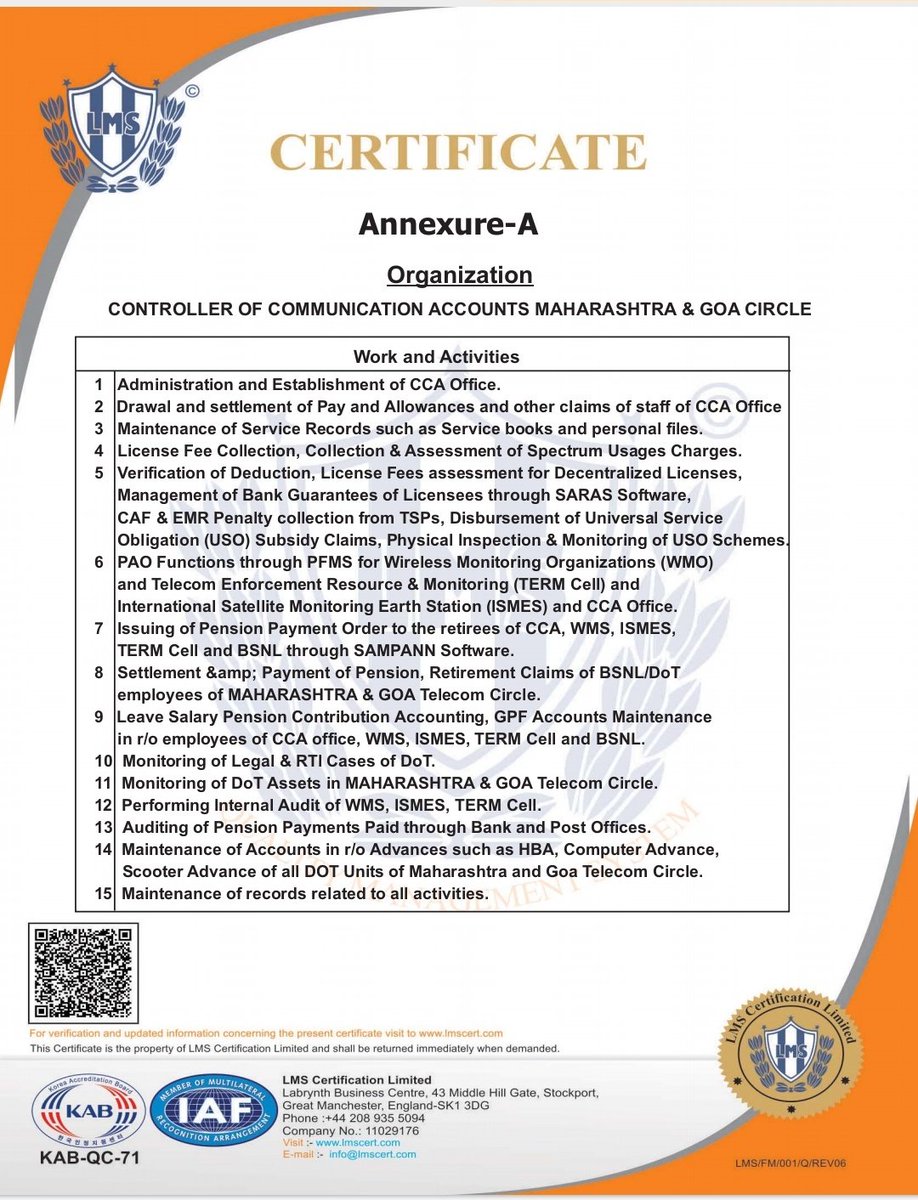 Controller of Communication Accounts, MH&Goa_DOT tweet media