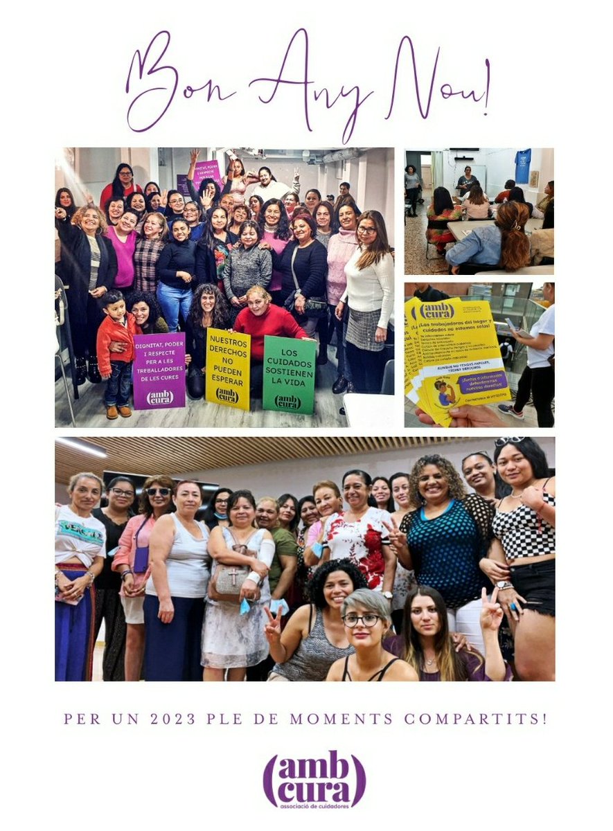 Des de l'associació Amb Cura us volem desitjar una bona entrada d'any nou! Comencem el 2023 agraïdes pels moments compartits que hem viscut i amb ganes i energies per a continuar cuidant-nos i ajudant-nos entre totes. Per un nou any ple de solidaritat i pau per a tothom! 💪🏿💜