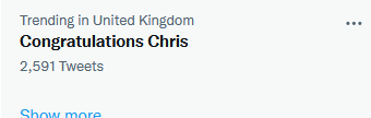 CSLarkin1990's tweet photo. About time the country started appreciating what I've done a bit more. #CongratulationsChris https://t.co/qFLfkWhXlG