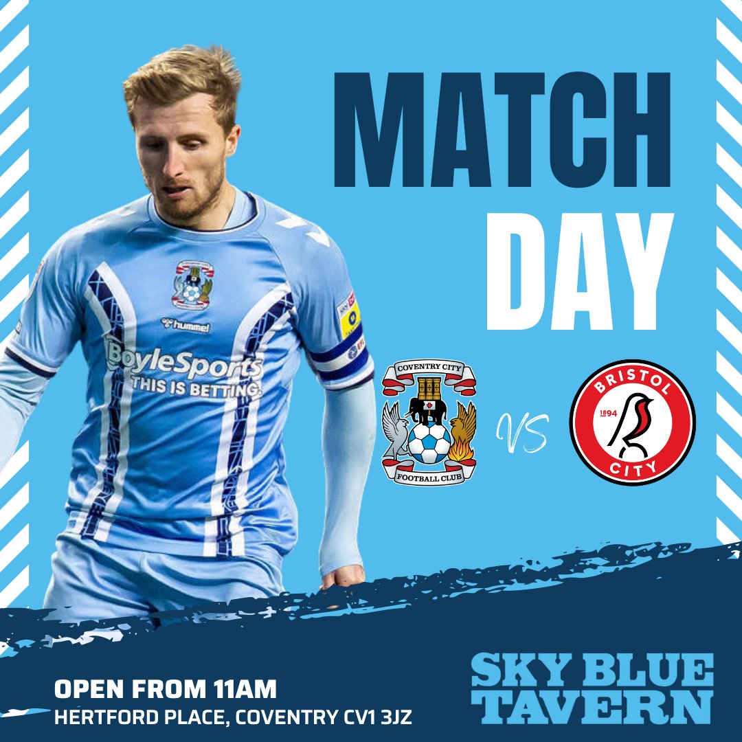 It's @Coventry_City vs Bristol City tomorrow, and we'll be open from 11am!

#pusb #skyblues #skybluearmy #coventry #coventry2022 #covcity #coventrycitycentre #midlands #westmidlands #matchday #match #football #ccfc #skybluetavern #eflchampionship #efl #bar #beer #sportsbar