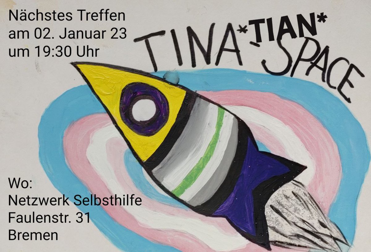 TransCafeBremen's tweet photo. Weiterleitung:
~english below ~
Moin, am 02. Januar 2023 um 19:30 werden wir uns zum zweiten Mal treffen, wieder in den Räumen des Selbsthilfenetzwerks Bremen. 
Die zwei Räume des Selbsthilfenetzwerkes sind ein guter Ausgangspunkt, auch wenn wir mehr wollen. https://t.co/82ZuetFLa5