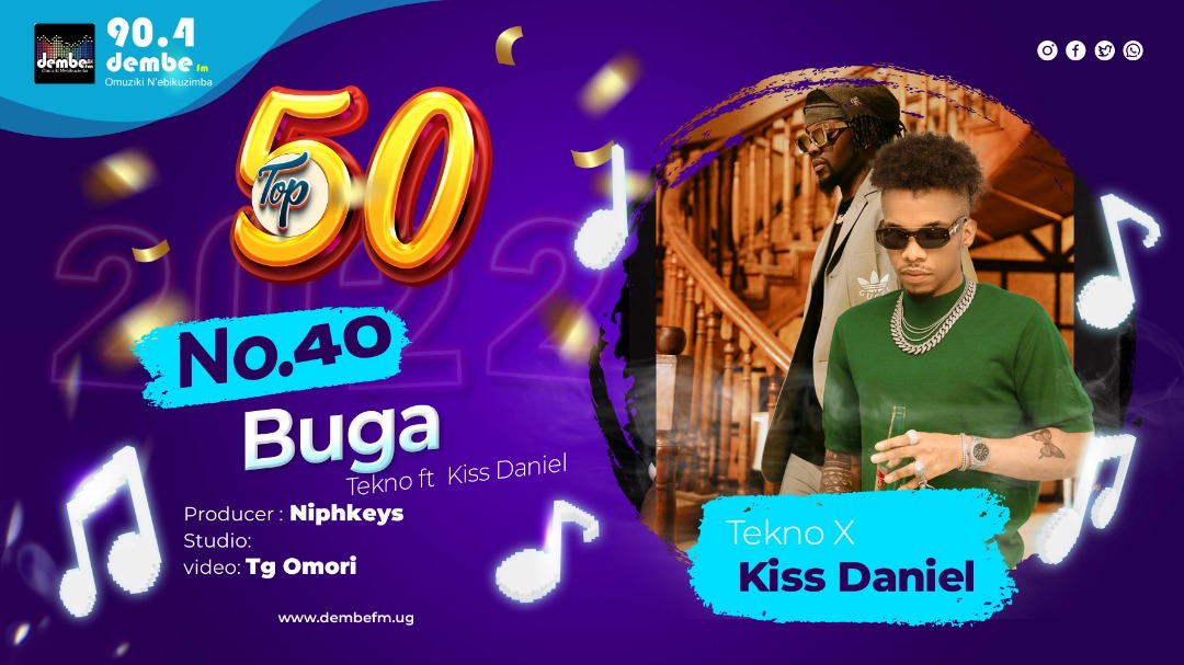 djjacobomutuze's tweet photo. Top50 CourtDown #Number40 #Buga by @kissdaniel Np 90.4 @DembeFm 

Producer :- @NiphKeys
Studio :-  
Video :- @boy_director https://t.co/HK2yvBZngb